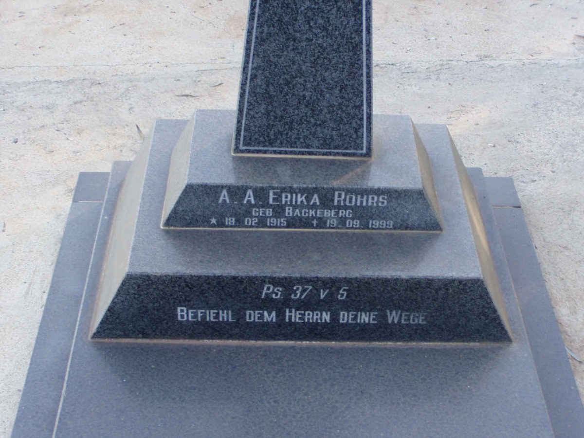 ROHRS A.A. Erika nee BACKEBERG 1915-1999