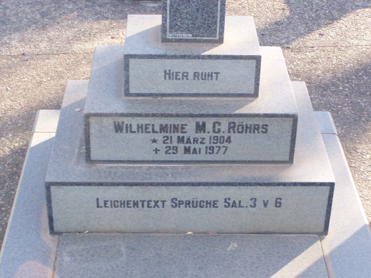 ROHRS Wilhelmine M.C. 1904-1977