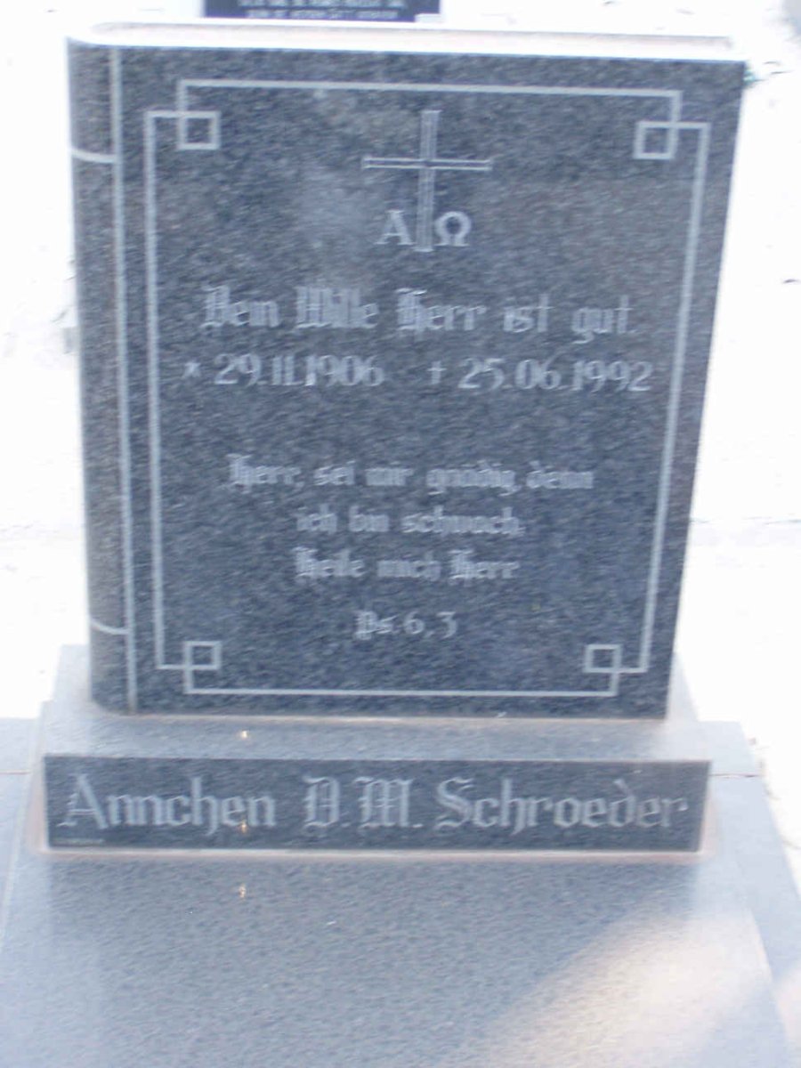 SCHROEDER Annchen D.M. 1906-1992