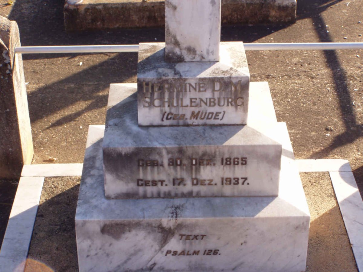 SCHULENBURG Hermine D.M. nee MUDE 1865-1937