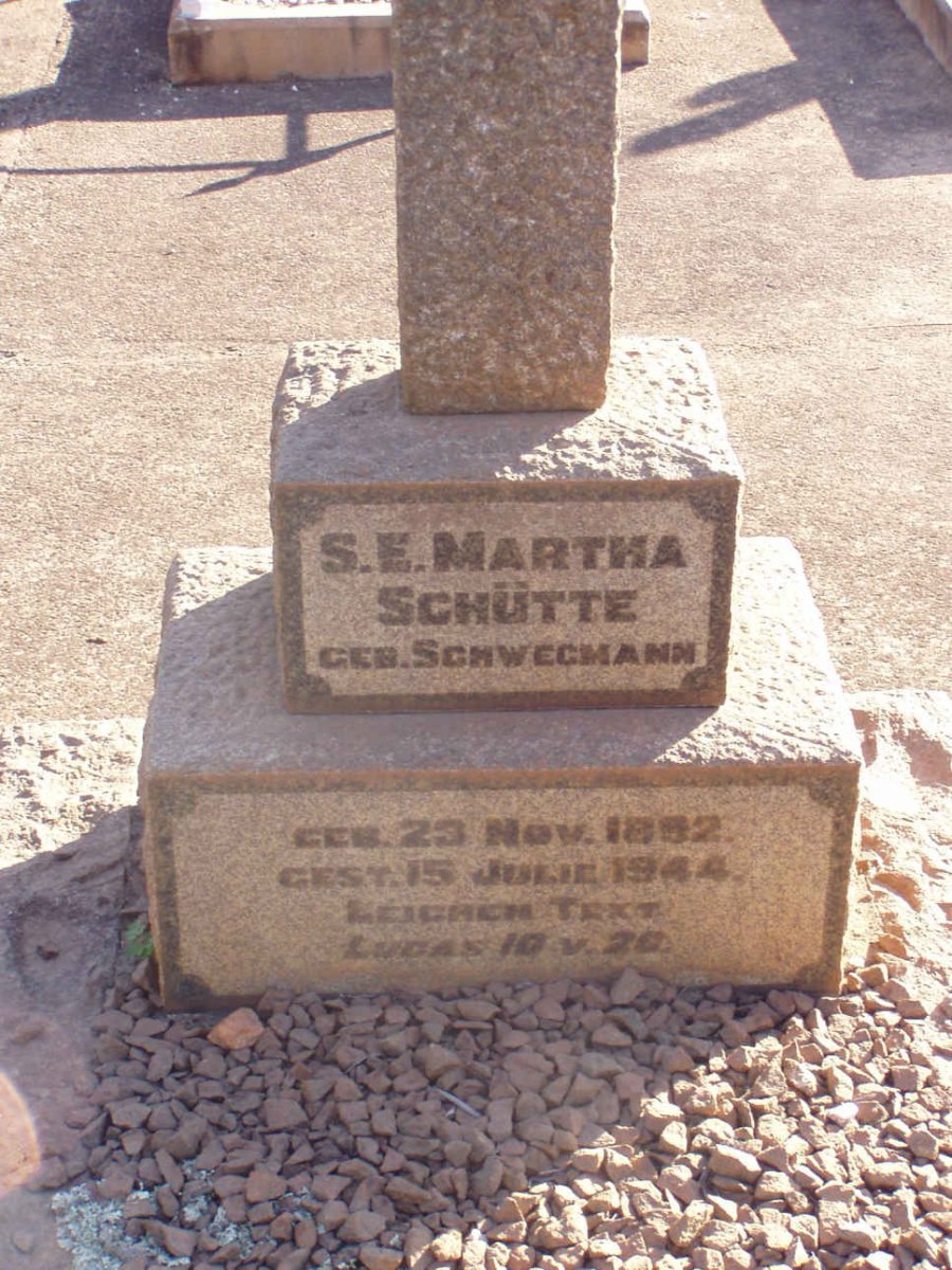 SCHUTTE S.E. Martha nee SCHWEGMANN 18?2-1944
