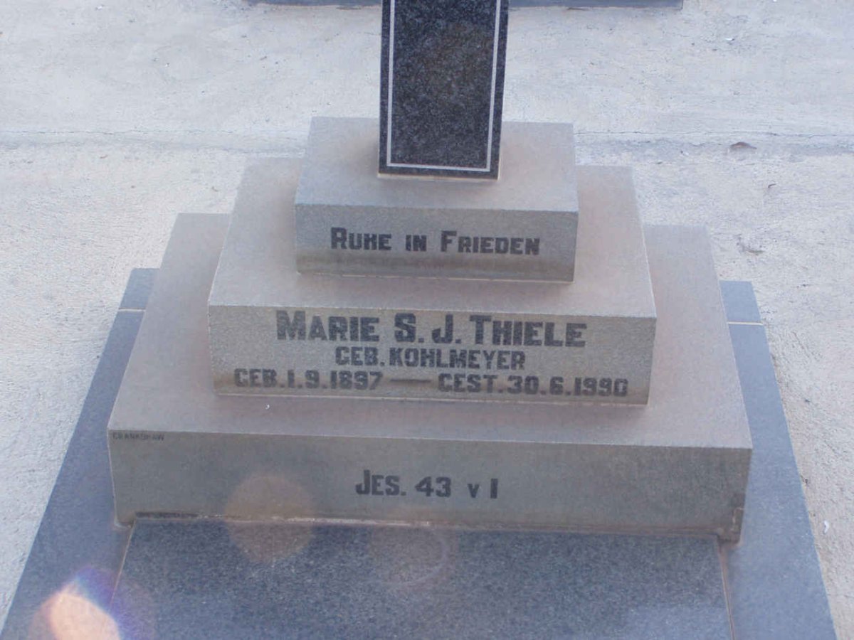 THIELE Marie S.J. nee KOHLMEYER 1897-1990