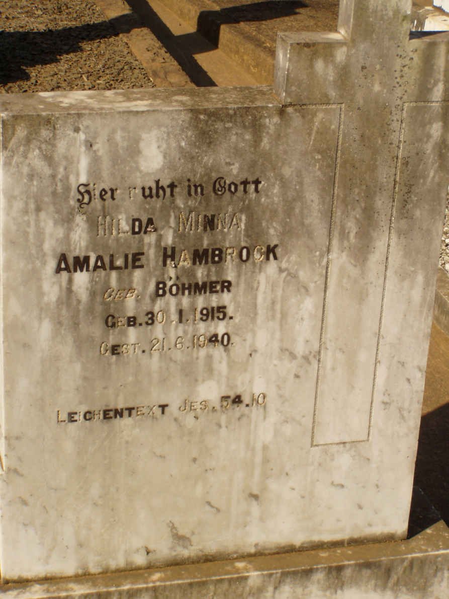 HAMBROCK Hilda Minna Amalie nee BÖHMER 1915-1940