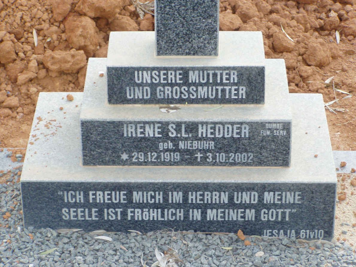 HEDDER Irene S.L. nee NIEBUHR 1919-2002