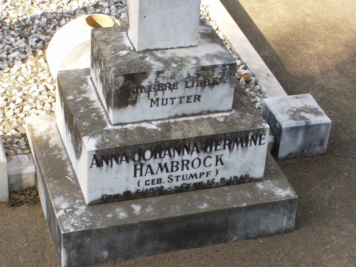 HAMBROCK Anna Johanna Hermine nee STUMPF 1877-1948