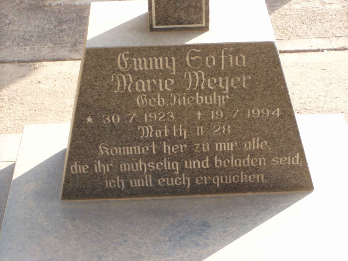 MEYER Emmy Sofia Marie nee NIEBUHR 1923-1994