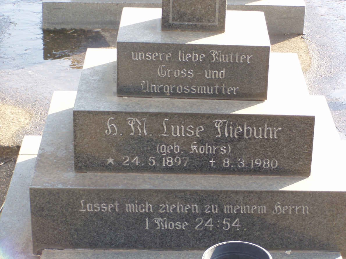 NIEBUHR H.M. Luise nee KOHRS 1897-1980