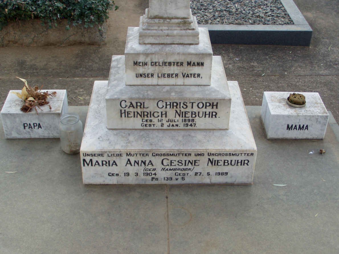 NIEBUHR Carl Christoph Heinrich 1898-1947 &amp; Maria Anna Gesine HAMBROCK 1904-1989