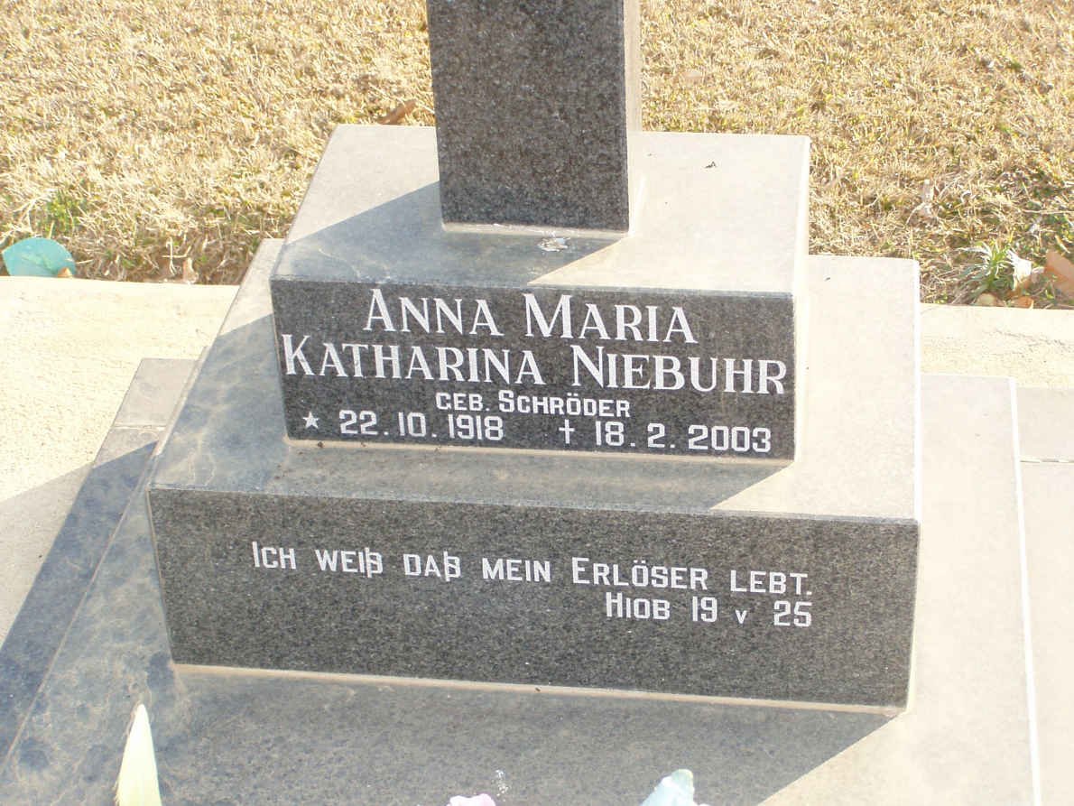NIEBUHR Anna Maria Katharina nee SCHRÖDER 1918-2003