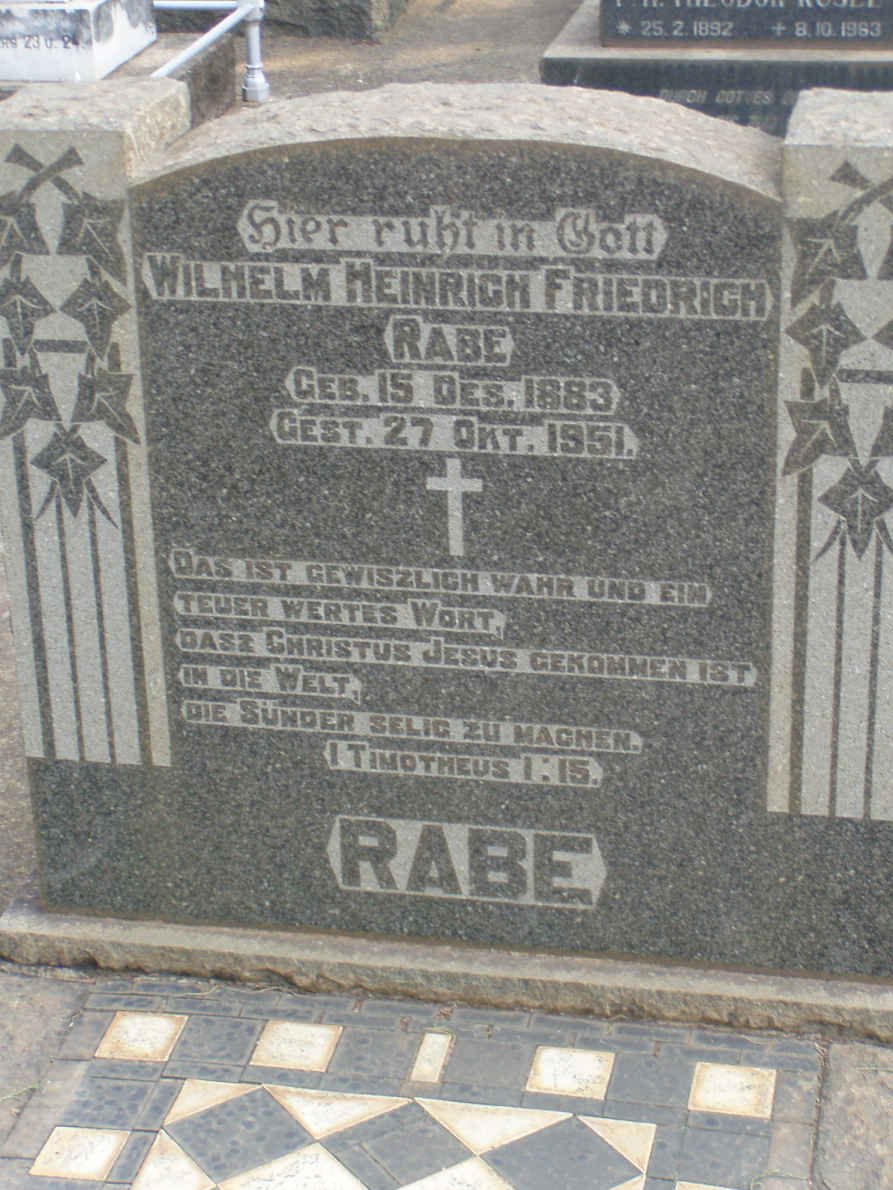 RABE Wilhelm Heinrich Friedrich 1883-1951