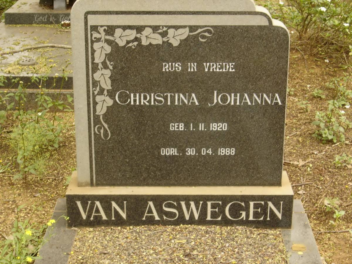 ASWEGEN Christina Johanna, van 1920-1988