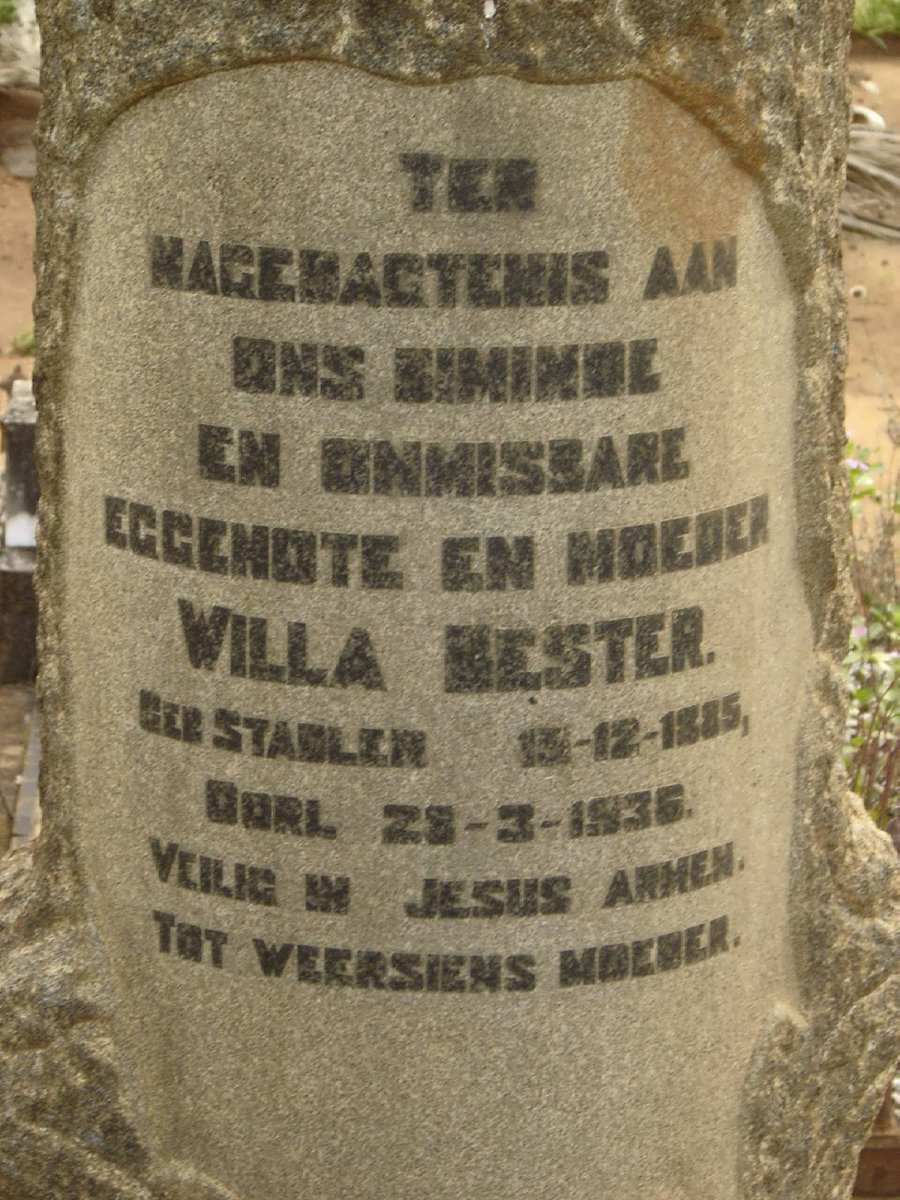 BESTER Willa nee STADLER 1885-1936