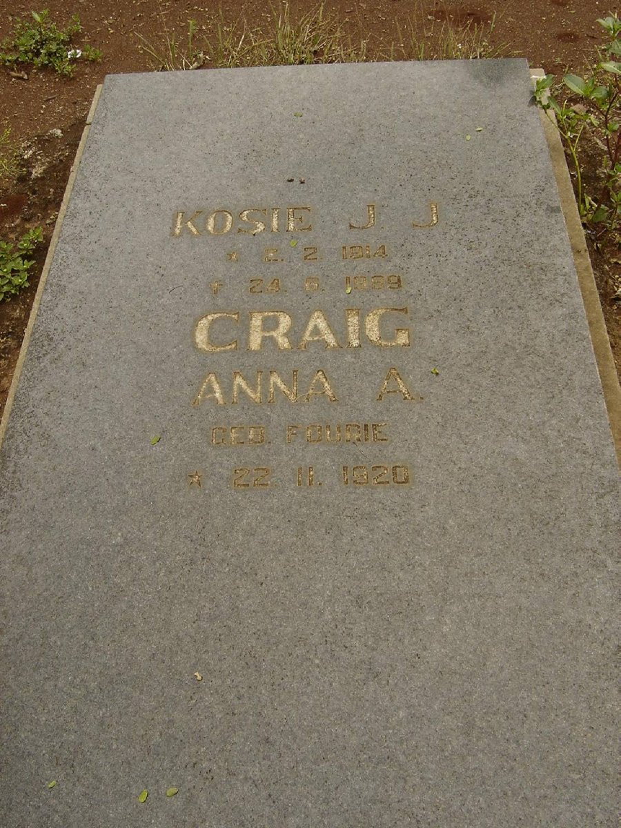 CRAIG J.J. 1914-1959 &amp; Anna A. FOURIE 1920-