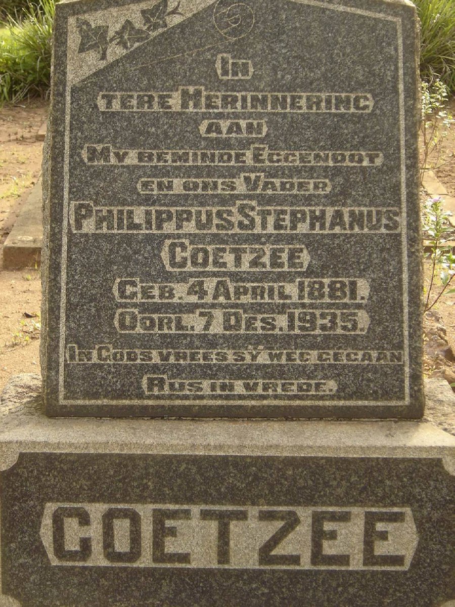 COETZEE Philippus Stephanus 1881-1935