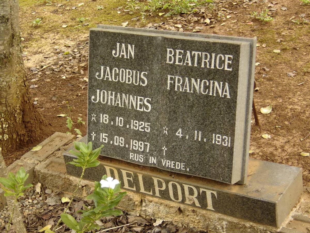 DELPORT Jan Jacobus Johannes 1925-1997 &amp; Beatrice Francina 1931