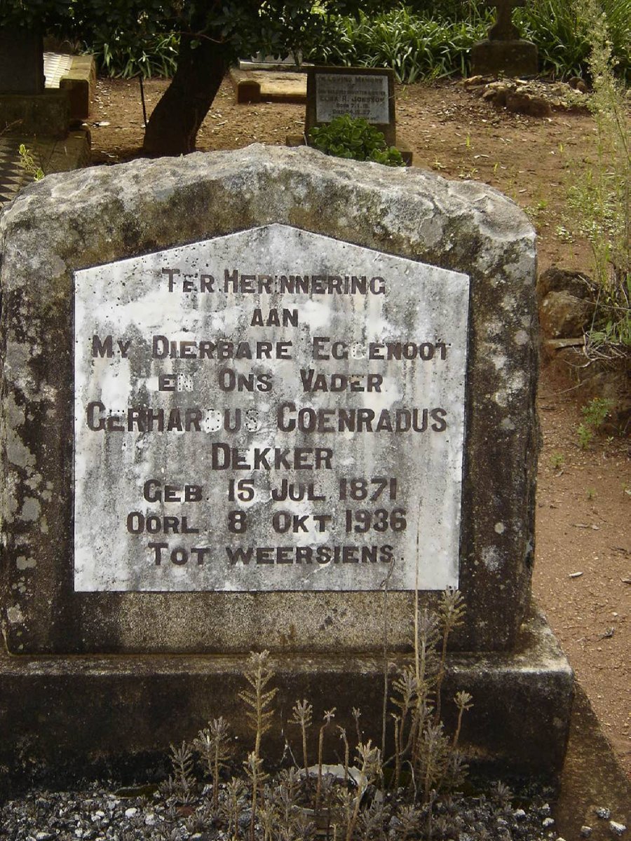 DEKKER Gerhardus Coenradus 1871-1936
