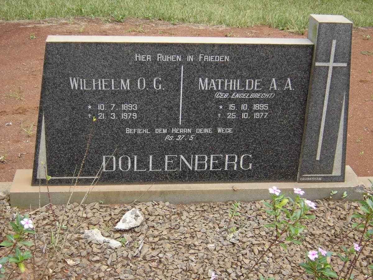 DOLLENBERG Wilhelm O.G. 1893-1979 &amp; Mathilde A.A ENGELBRECHT 1895-1977