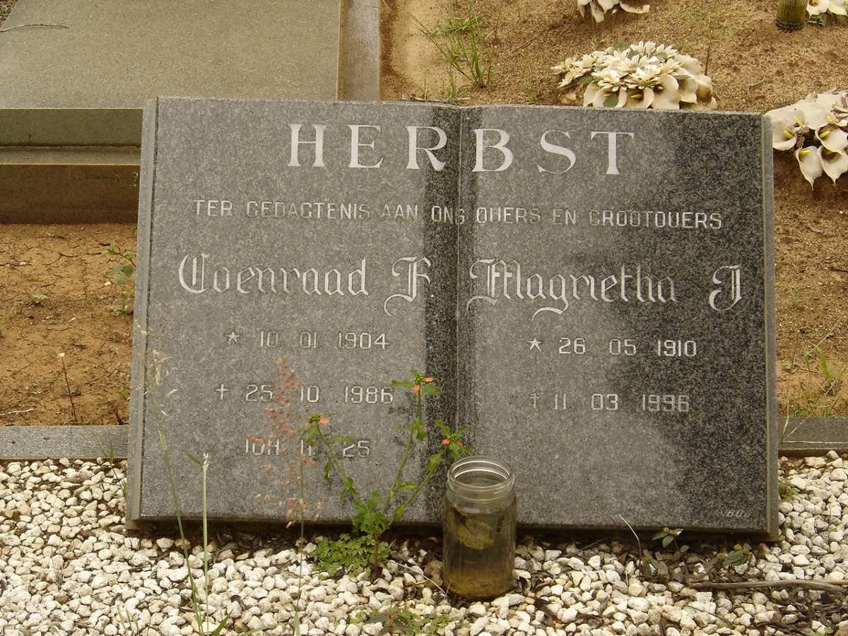 HERBST Coenraad F. 1904-1986 &amp; Magrietha J. 1910-1996