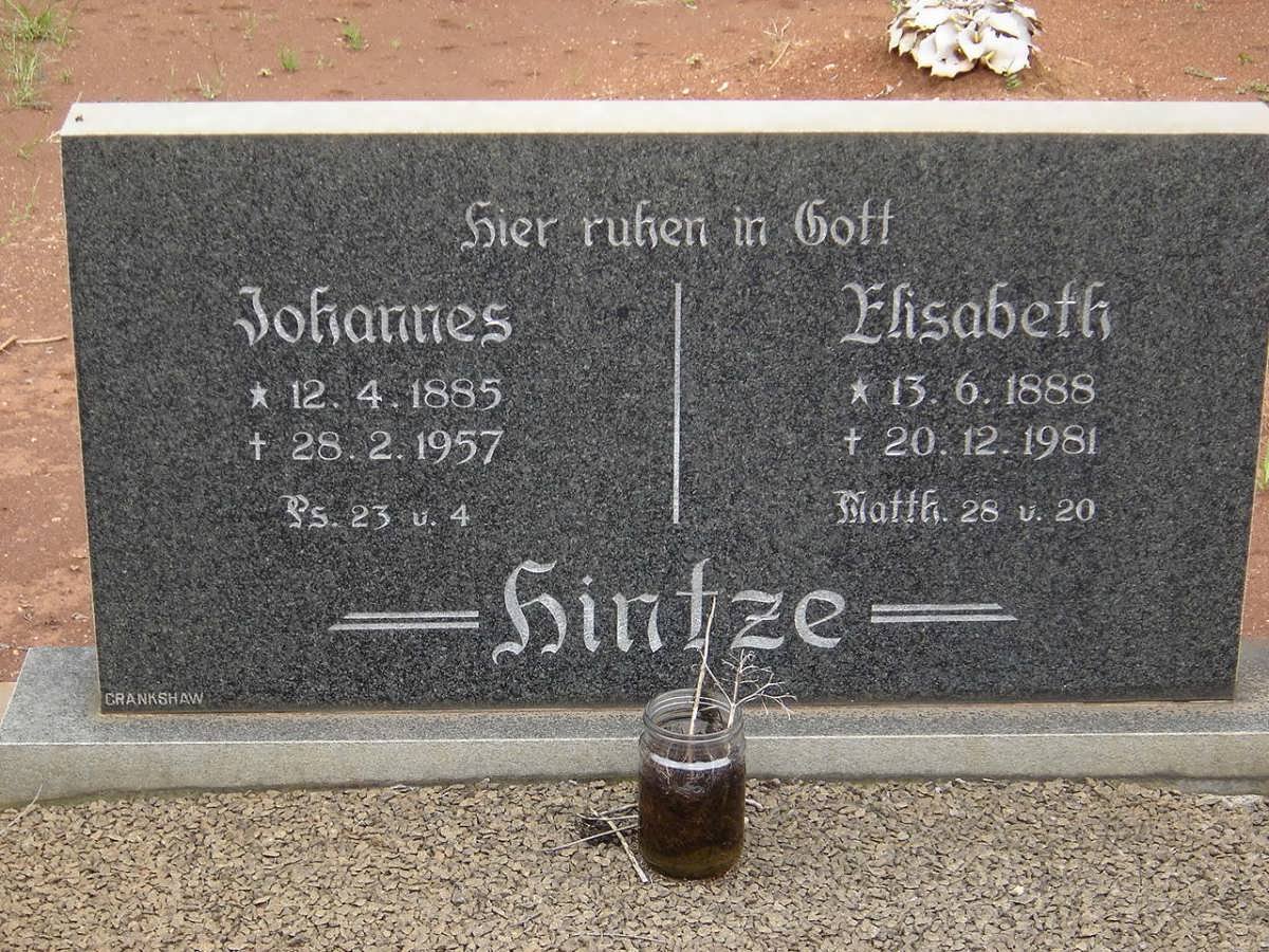 HINZE Johannes 1884-1957 &amp; Elisabeth 1888-1981