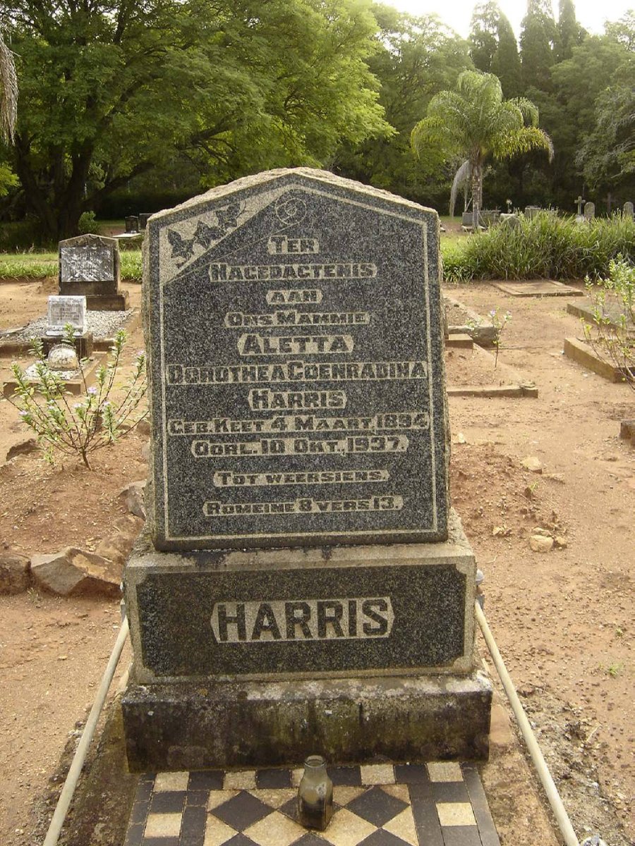 HARRIS Aletta Dorothea Coenradina nee KEET 1894-1937