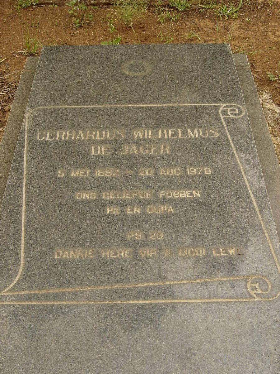 JAGER Gerhardus Wilhelmus, de 1892-1978