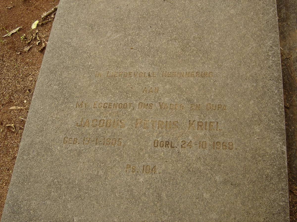 KRIEL Jacobus Petrus 1905-1969