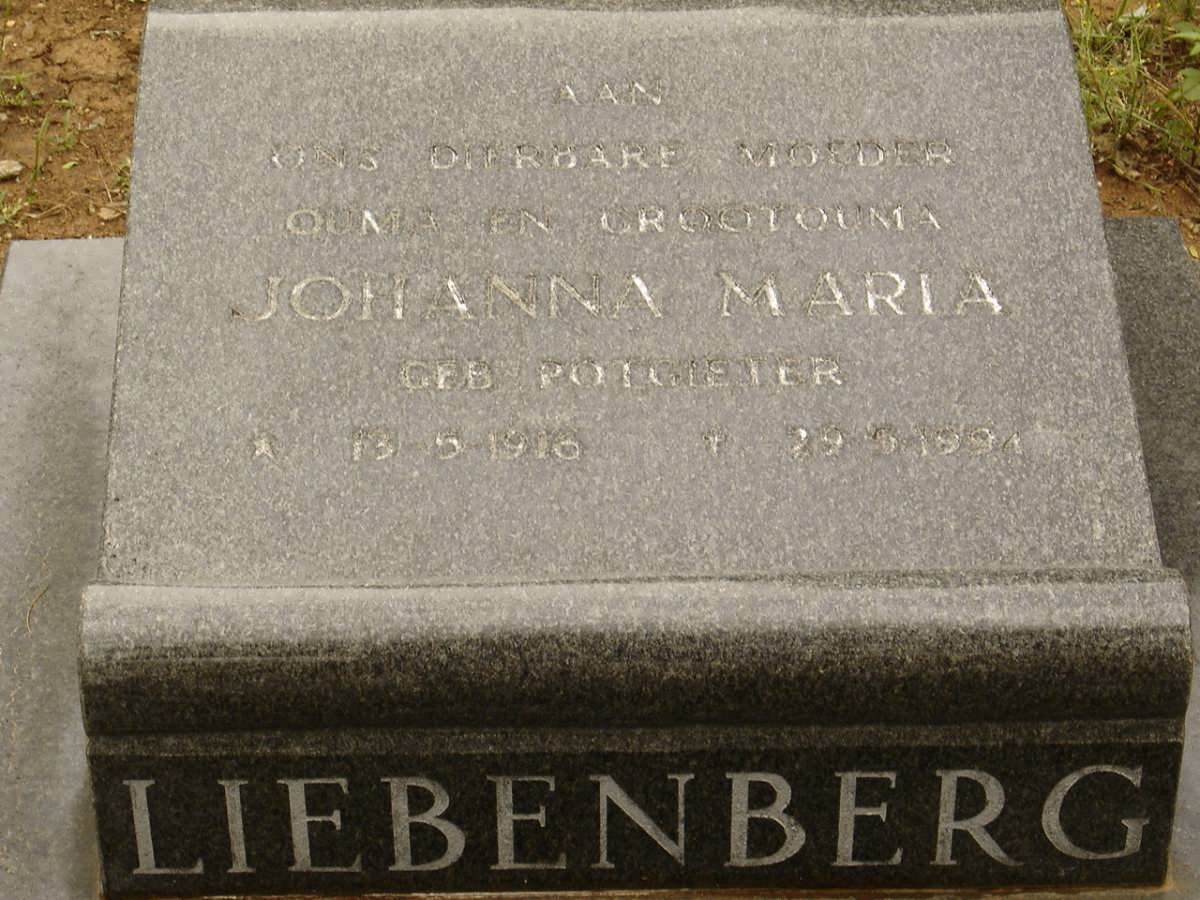 LIEBENBERG Johanna Maria nee POTGIETER 1916-1994