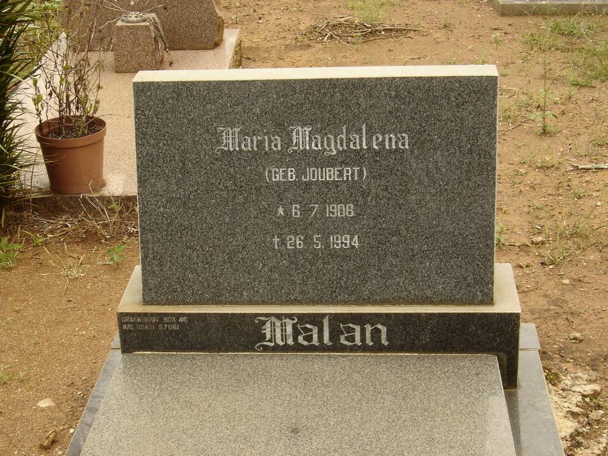 MALAN Maria Magdalena nee JOUBERT 1908-1994