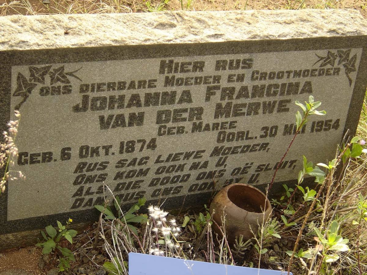 MERWE Johanna Francina, van der nee MAREE 1874-1954
