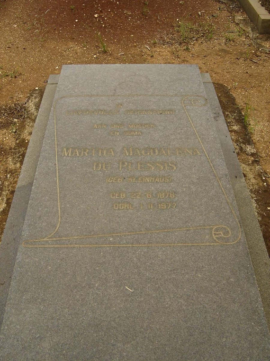 PLESSIS Martha Magdalena, du nee KLEINHAUS 1876-1977