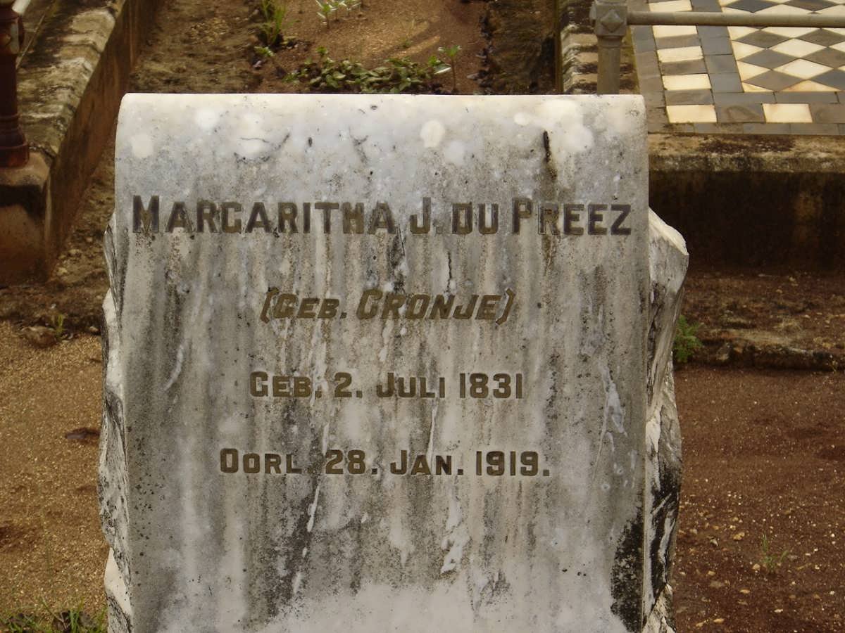 PREEZ Margaritha J., du nee CRONJE 1831-1919