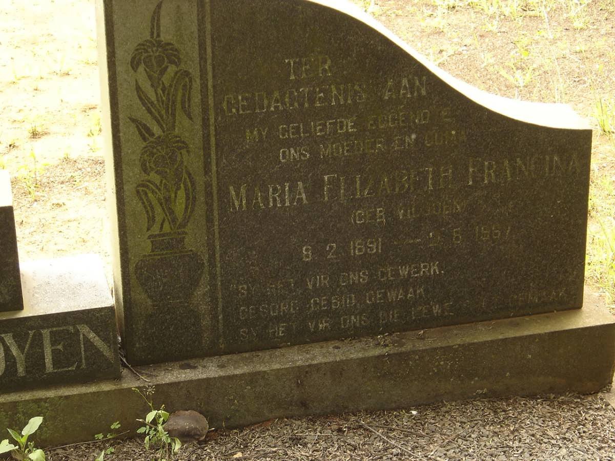 ROOYEN Maria Elizabeth Francina, van nee VILJOEN 1891-1967