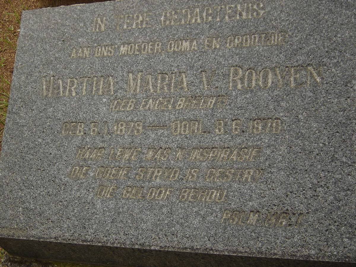 ROOYEN Martha Maria, van nee ENGELBRECHT 1879-1970
