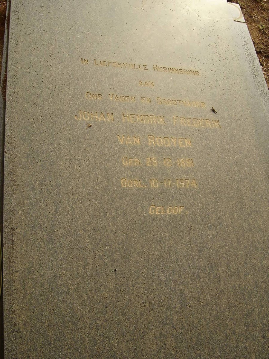 ROOYEN Johan Hendrik Frederik, van 1881-1974