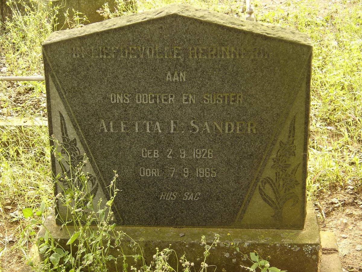 SANDER Aletta E. 1926-1965