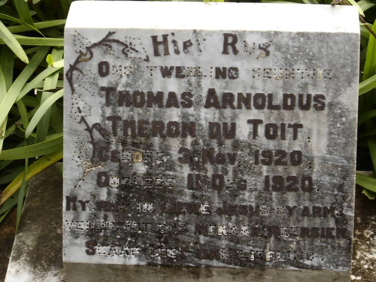 TOIT Thomas Arnoldus Theron, du 1920-1920