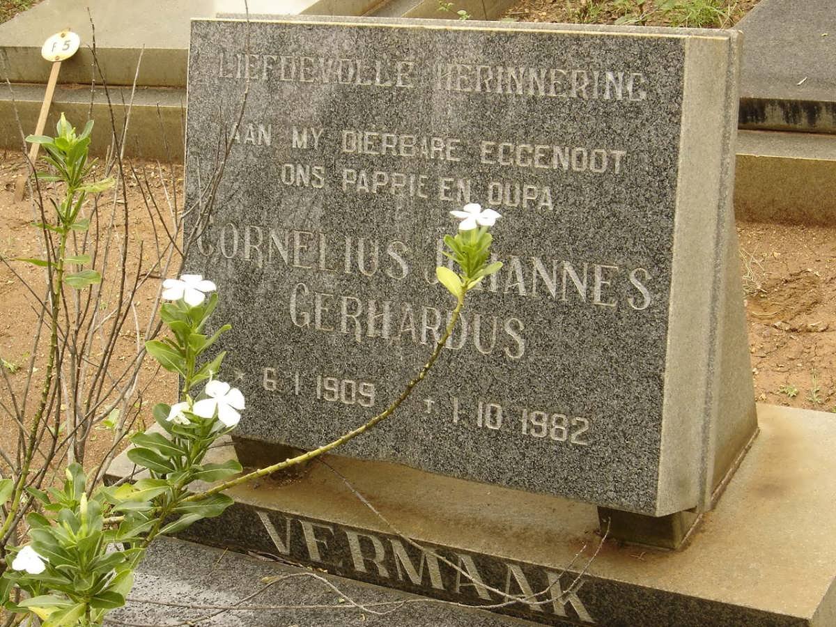 VERMAAK Cornelius Johannes Gerhardus 1909-1982