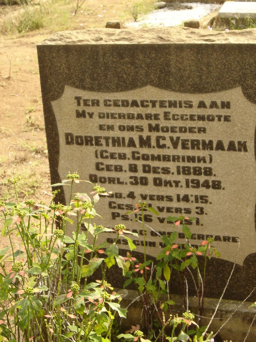 VERMAAK Dorethea M.C. nee COMBRINK 1888-1948