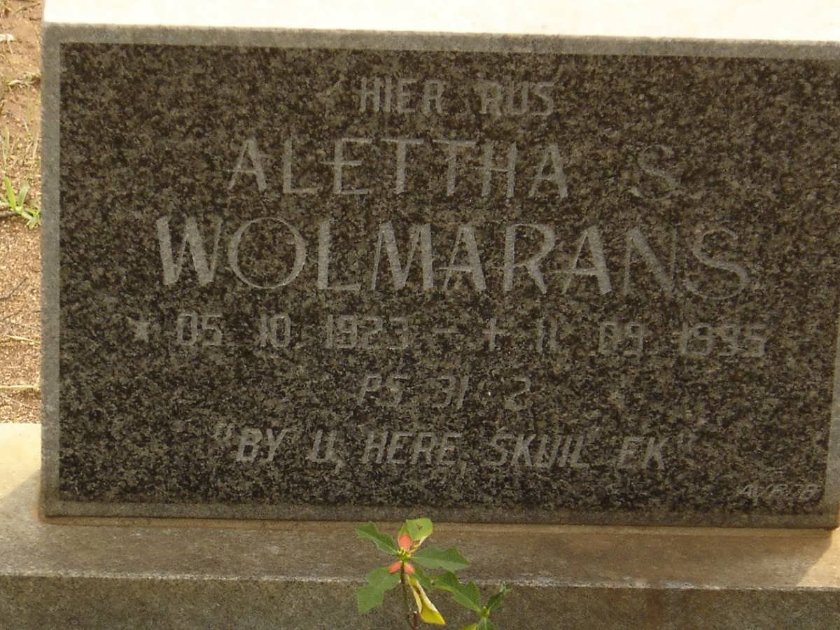 WOLMARANS Alettha S. 1923-1995