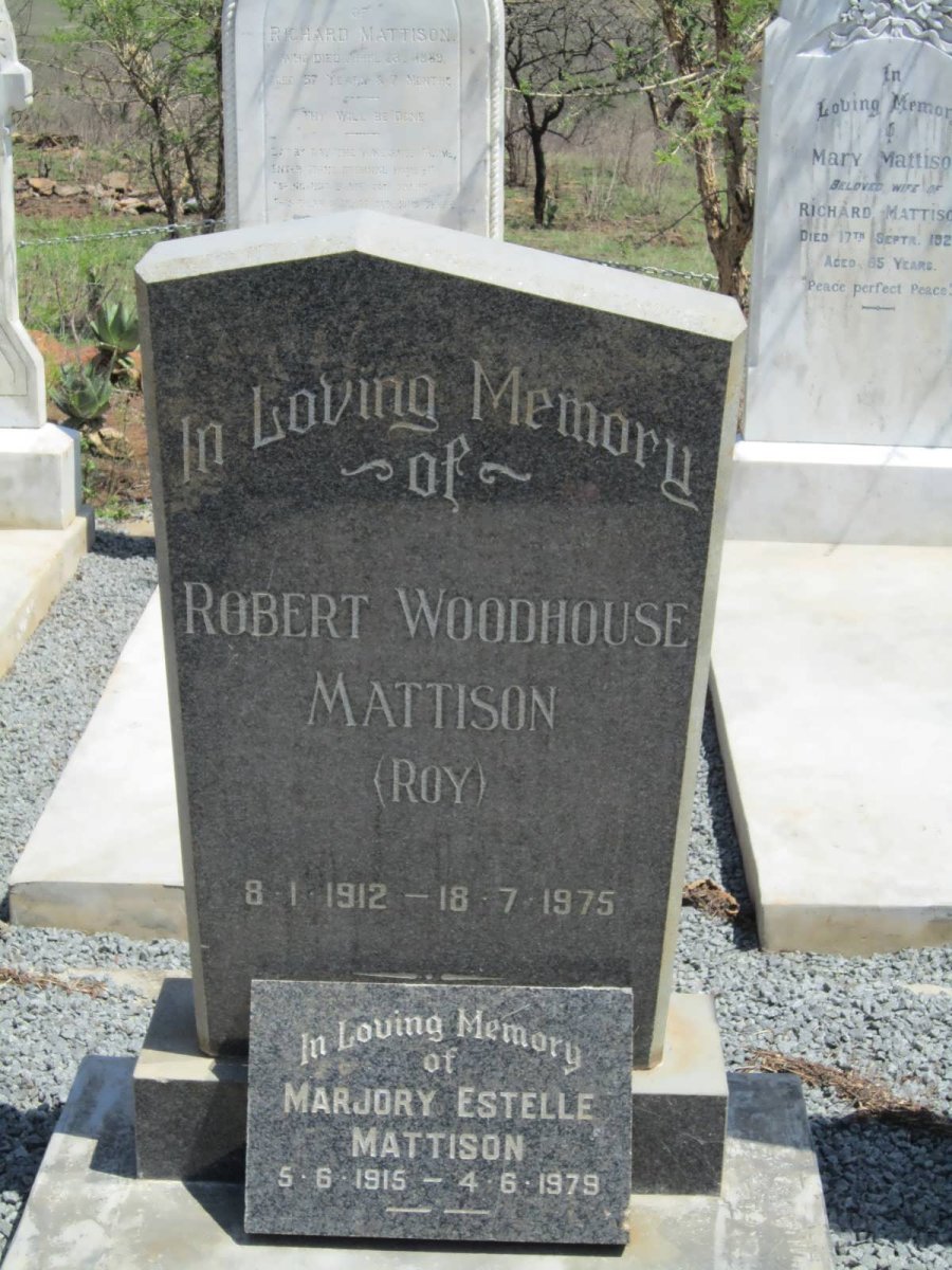 MATTISON Robert Woodhouse 1912-1975 :: MATTISON Marjory Estelle 1915-1979