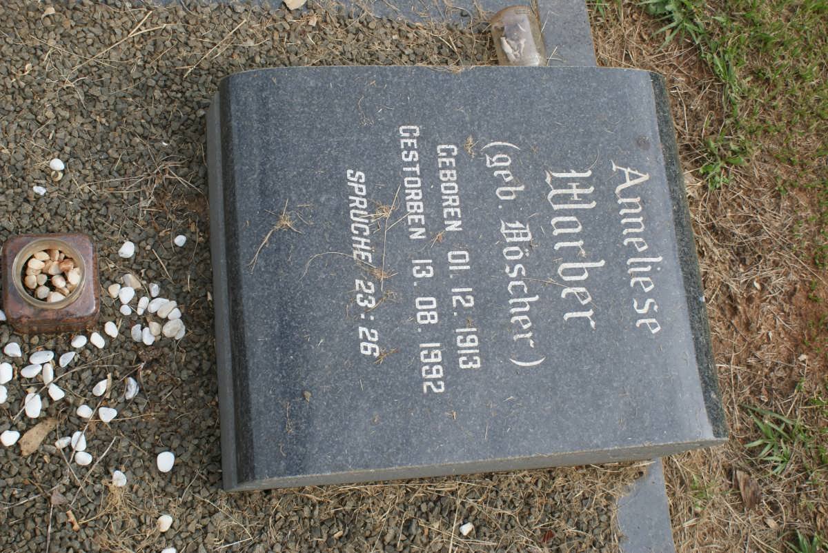 WARBER Anneliese nee BÖSCHER 1913-1992
