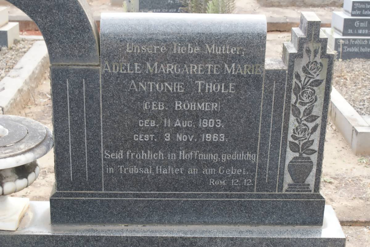 THÖLE Adele Margarete Marie Antonie nee BÖHMER 1903-1963