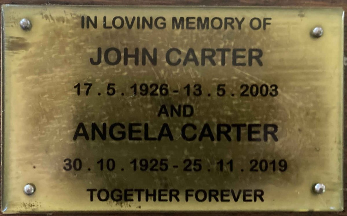 CARTER John 1926-2003 & Angela 1925-2019