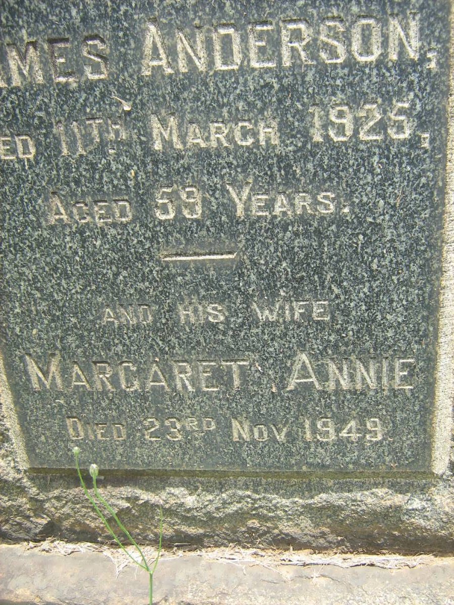 ANDERSON James -1925 &amp; Margaret Annie -1949