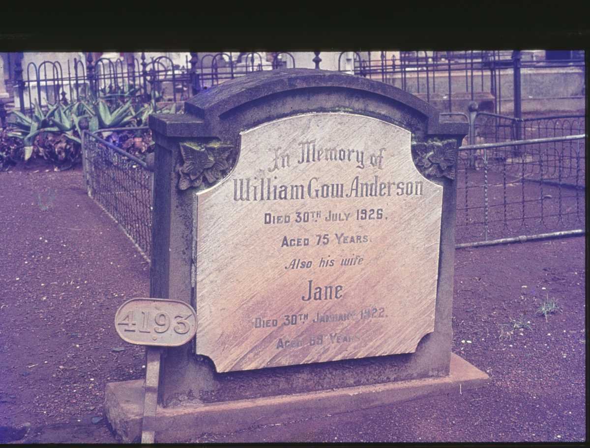 ANDERSON William Gow -1926 &amp; Jane MUNRO -1922