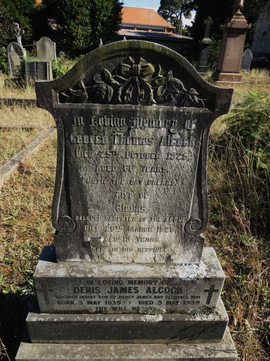 ALCOCK George Thomas -1925 :: ALCOCK Gladys -1928 :: ALCOCK Denis James 1939-1939