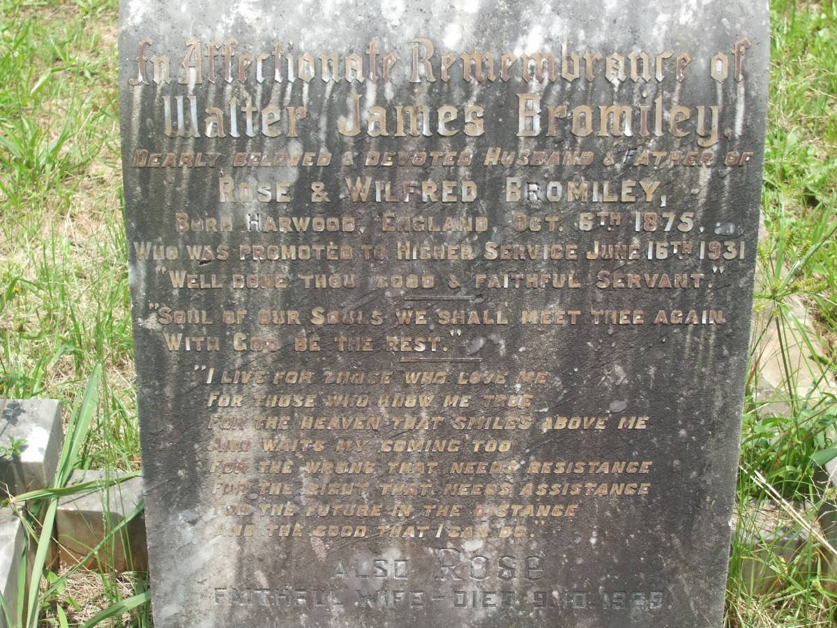 BROMILEY Walter James 1875-1931 &amp; Rose -1969