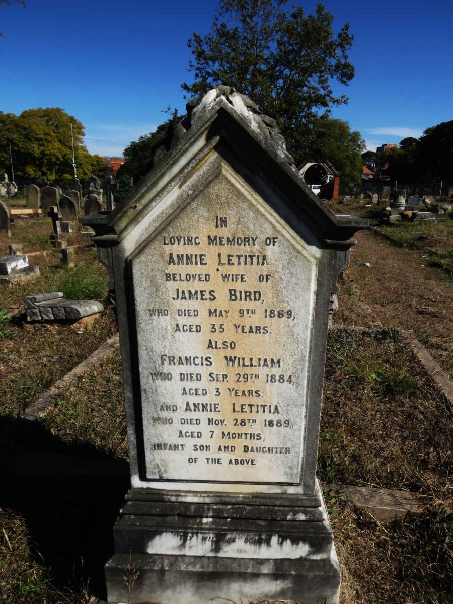 BIRD Annie Letitia -1889 :: BIRD Francis William -1884 :: BIRD Annie Letitia -1889