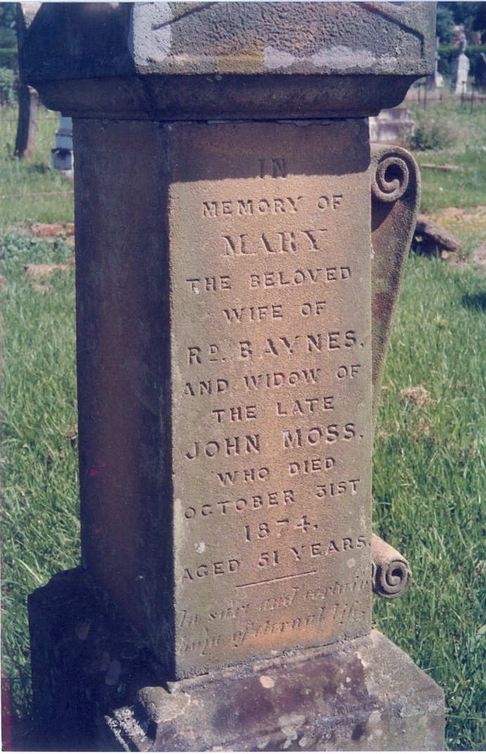 BAYNES Mary previously MOSS -1874