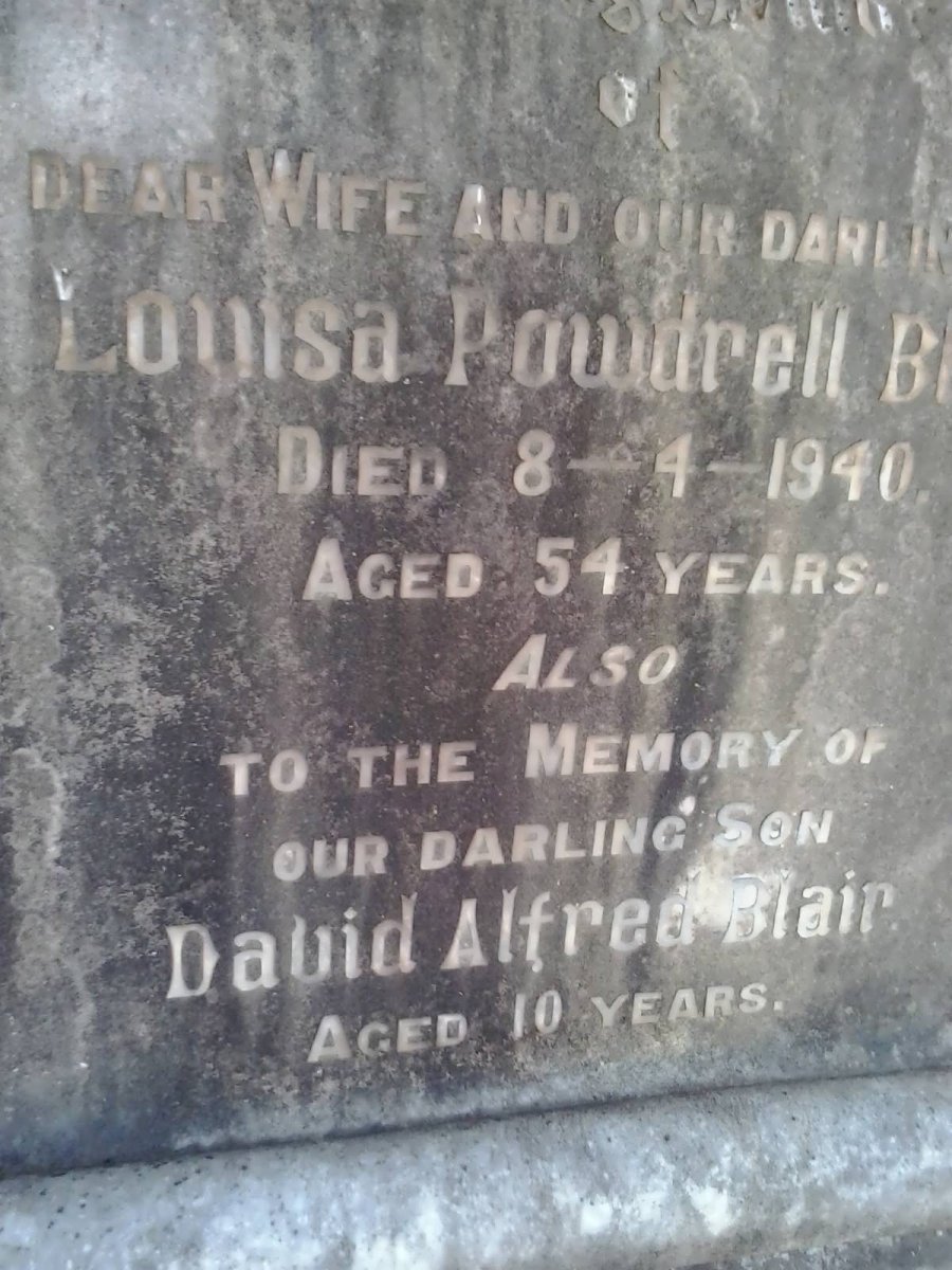 BLAIR Louisa Powdrell -1940 :: BLAIR David Alfred